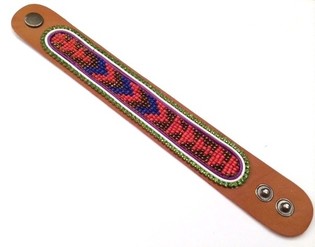 Braccialetto in pelle azteco strass blu (1 pz)