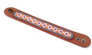 Braccialetto in Pelle Azteca Strass Rosso (1 pz)