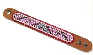 Braccialetto in pelle azteco con strass rossi (1 pz)
