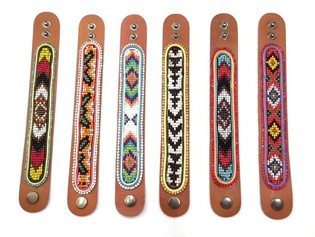Bracciale in Pelle Azteco con Strass Confezione Mix (6 pz)