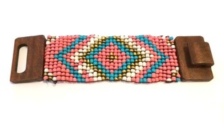 Braccialetto Azteco con Chiusura in Legno Blu/Rosa (1 pz)