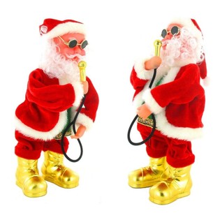 Babbo Natale cantante e ballerino con microfono