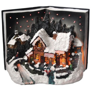 Villaggio di Natale a Forma di Libro con Illuminazione Glow