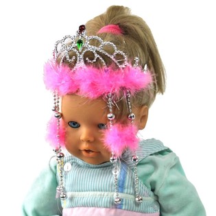 CORONCINA ARGENTO CON BORDO IN PELUCHE ROSA E LACCI (12 pz.)