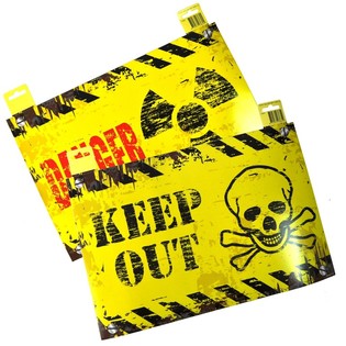 CARTELLO DECORATIVO PER PORTA - "DANGER" / "KEEP OUT" (12 pz.)