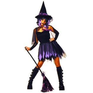 COSTUME DA STREGA NERO/VIOLA PER BAMBINI - TAGLIA 164