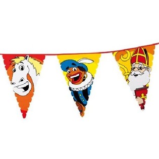 Grande Ghirlanda di Bandierine Sinterklaas e Piet 6m (13 pz)