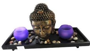 Statua Decorativa Buddha con Portacandele (1 pz.)