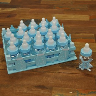Cassetta Decorativa con 20 Mini Biberon - Blu