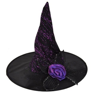 Cappello da strega con fiore viola (6 pz.)