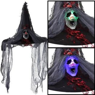 Cappello da strega di lusso con teschio luminoso (6 pz.)