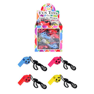 FISCHIETTI DA CALCIO COLORATI IN DISPLAY (48 pz.)
