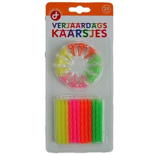 SET CANDELINE DI COMPLEANNO, Include: 24 Candeline con supporti