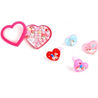 Anelli Unicorno per Bambini in Scatola a Cuore (36 pz.)
