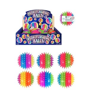 GRANDI PALLINE RIMBALZANTI SPIKEY NEON LUMINOSE, 7,5 cm. IN DISPLAY (12 pz.)
