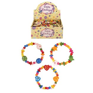 BRACCIALETTI DI LEGNO PER BAMBINI IN ESPOSITORE (144 pz.)