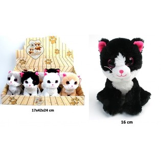 GATTO DI PELUCHE, MIX DESIGN 16 CM - IN ESPOSITORE (12 pz)