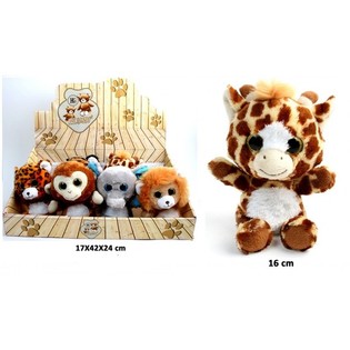 ANIMALI DELLO ZOO DI PELUCHE, MIX DESIGN 16 CM IN DISPLAY (12 pz.)