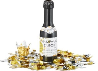 Cannone spara coriandoli bottiglia di champagne 31 cm &ndash; Oro e argento (4 pz.)