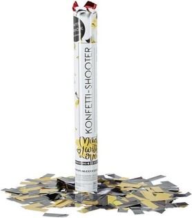 Cannone sparacoriandoli &ndash; Colore: Nero-Giallo - 40 cm - Partypopper (10 pz.)