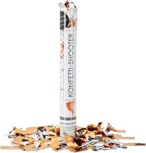 Cannone spara coriandoli &ndash; Colore: Arancione/Argento 40 cm - per compleanni (10 pz.)