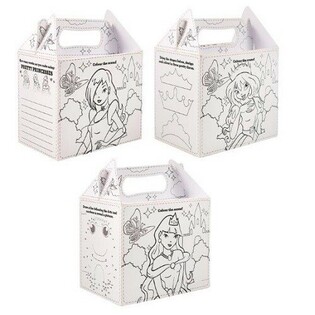 Scatole Menu Bimbi Principesse da Colorare - 14 x 9.5 x 18 cm (24 pz.)