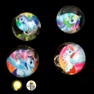 Grandi Palline Rimbalzanti Unicorno Luminose, 6,5 cm (12 pz)