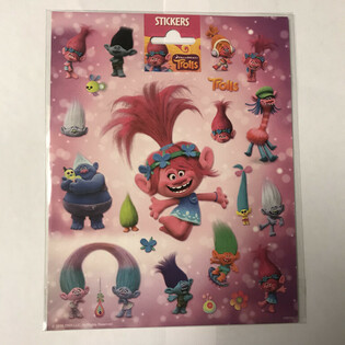 GRANDI FOGLI DI ADESIVI TROLLS, 20x16 cm (10 pz.)