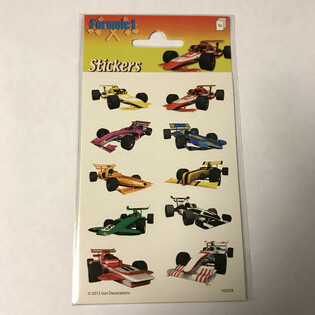 FOGLIO DI ADESIVI: AUTO DA CORSA FORMULA 1, 16 x 9 cm (10 pz.)
