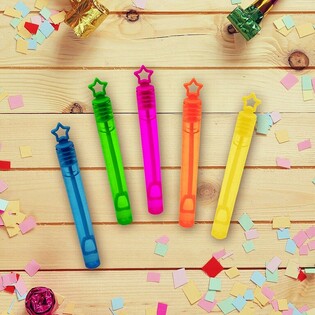 MINI BACCHETTE PER BOLLE DI SAPONE COLORATE (1 Conf. da 12 pz)