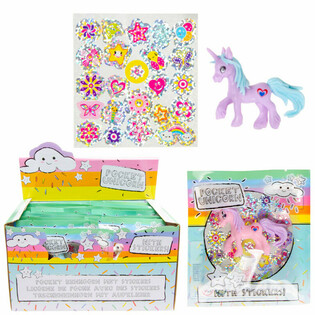 POCKET UNICORN - UNICORNO + ADESIVI IN SACCHETTO REGALO - IN DISPLAY (24 pz.)
