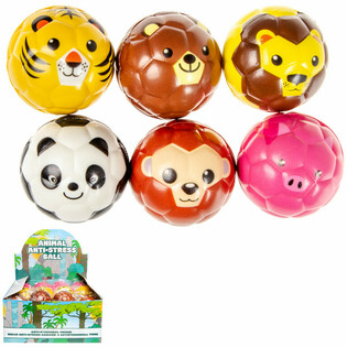 Palline in Schiuma con Facce di Animali Ø 6,3 cm in Display (24 pz.)
