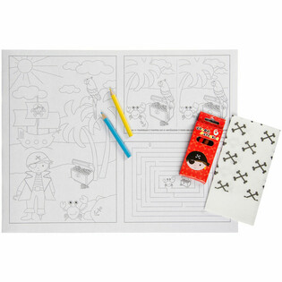 BOX RISTORAZIONE COMPLETA PIRATA - 48x Set Pastelli + 100x Disegni da Colorare + 100x Tovaglioli (248 pz)
