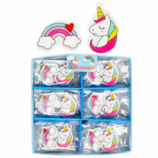 GOMMA Set 2 Pezzi UNICORNO / ARCOBALENO IN DISPLAY (36 pz.)
