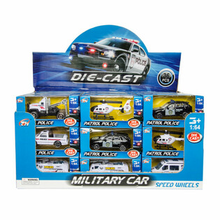 VEICOLI DELLA POLIZIA IN METALLO MIX IN DISPLAY (36 pz)