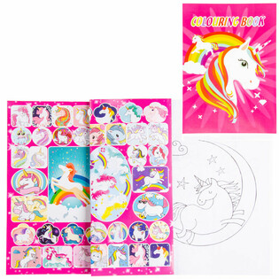 Libro da Colorare Unicorno A4 con Adesivi (12 pezzi)