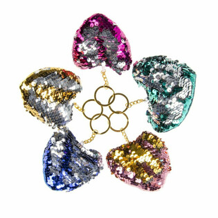 Portachiavi a Cuore in Peluche con Paillettes (12 pz.)