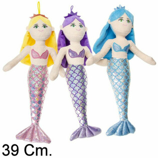Grande Bambola Sirena di Peluche 39 cm - Colori Mix (12 pz.)