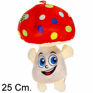Grande Fungo di Peluche con Viso - 25 cm - Colori Misti (6 pz)