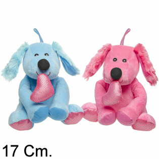 CANE DI PELUCHE CON CUORE - 17 CM - MIX COLORI (12 pz.)