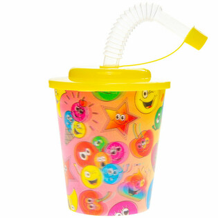 Bicchiere con cannuccia / Bicchiere per gelato – Smiley, 250 ml (12 pz.)