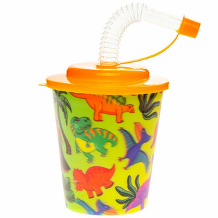 Bicchiere Dinosauro con Cannuccia per Bevande/Gelato - 250ml (12 pz)