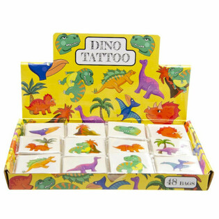 TATUAGGI DIVERTENTI - MODELLO: DINOSAURO, ogni confezione 12x Tatuaggi (48 pz.)