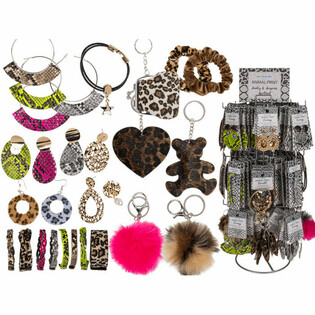 **SUPER CONVENIENTE** ESPOSITORE COMPLETO ANIMALIER CON GIOIELLI E ACCESSORI (180 pz.)