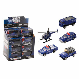 DIE CAST - MIX VEICOLI DELLA POLIZIA, SCALA 1:64 IN DISPLAY (24 pz.)