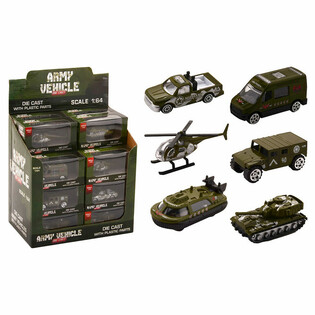 Veicoli Militari Die Cast Assortiti, Scala 1:64 in Display (24 pz)