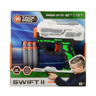 Pistola a dardi Tack Pro Swift II con 6 dardi morbidi