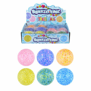 PALLINA ANTISTRESS SQUEEZE CON PERLINE Ø7CM IN DISPLAY (12 pz)