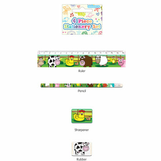 Set Cancelleria Animali della Fattoria 4 Pezzi (24 pz.)