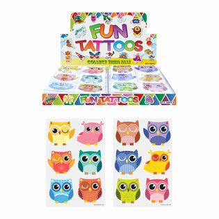 Tatuaggi Divertenti Gufo - Display (96 Pezzi)